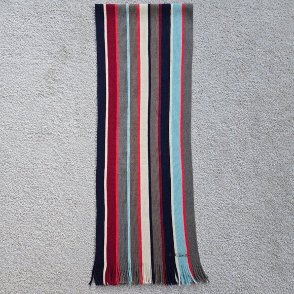 Paul Smith 100% Wool Striped Scarf TINY FLAW - Picture 10 of 12
